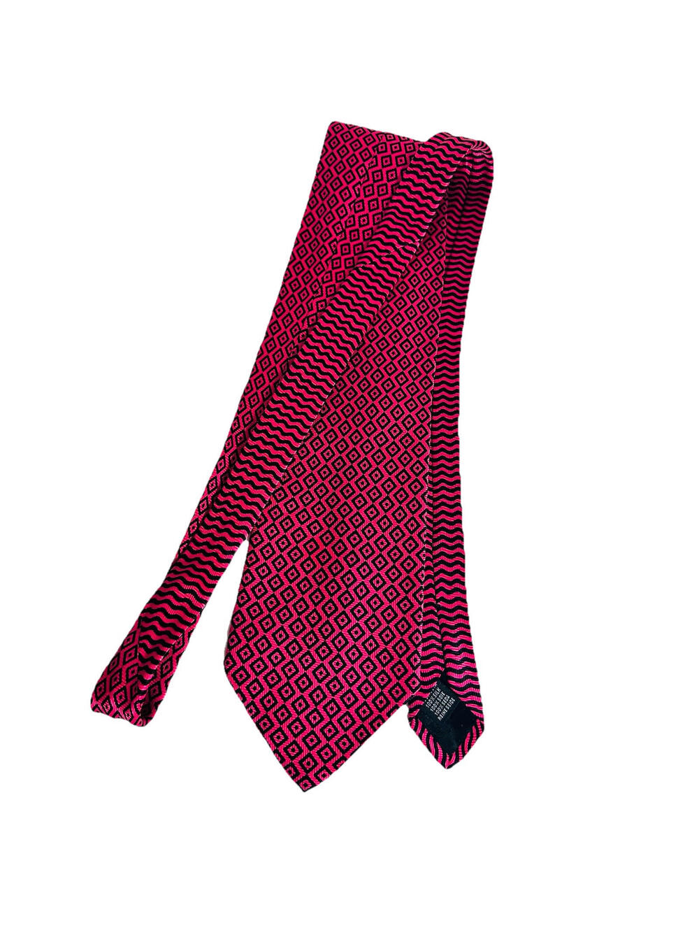 Enzo Custom Classic Italian Necktie Pink Black 100% Silk About 58"X 4"